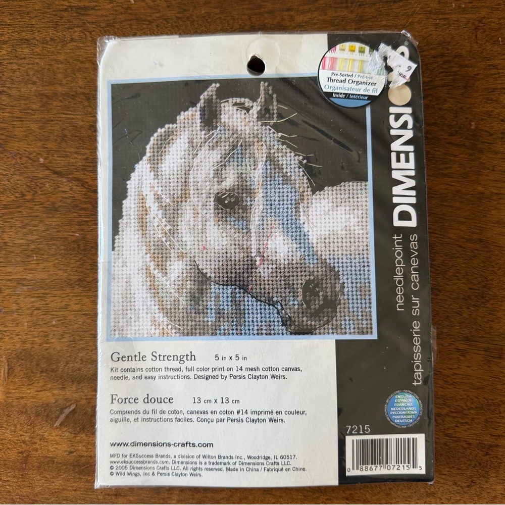 Dimensions 'Gentle Strength' Horse Needlepoint Mini Kit - White & Gray Horse 5x5
